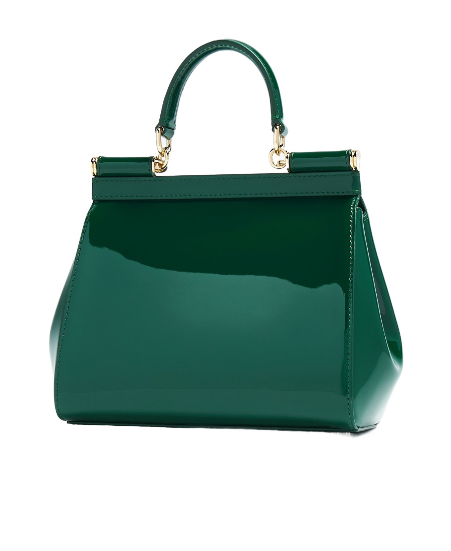 Dolce & Gabbana Medium Sicily Patent-leather Tote Bag In Green