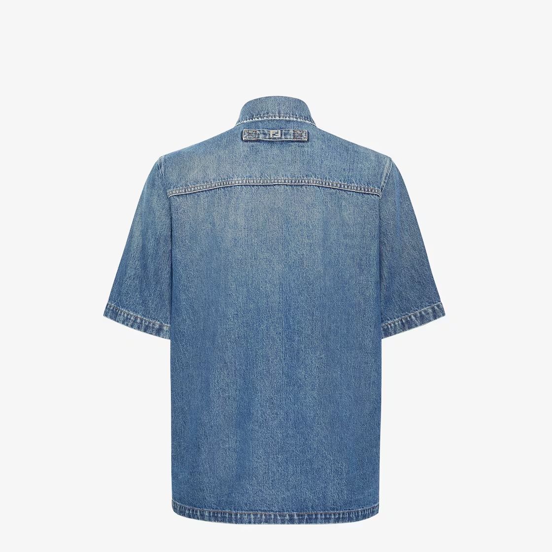 Fendi Multi-pocket Denim Shirt In Blue