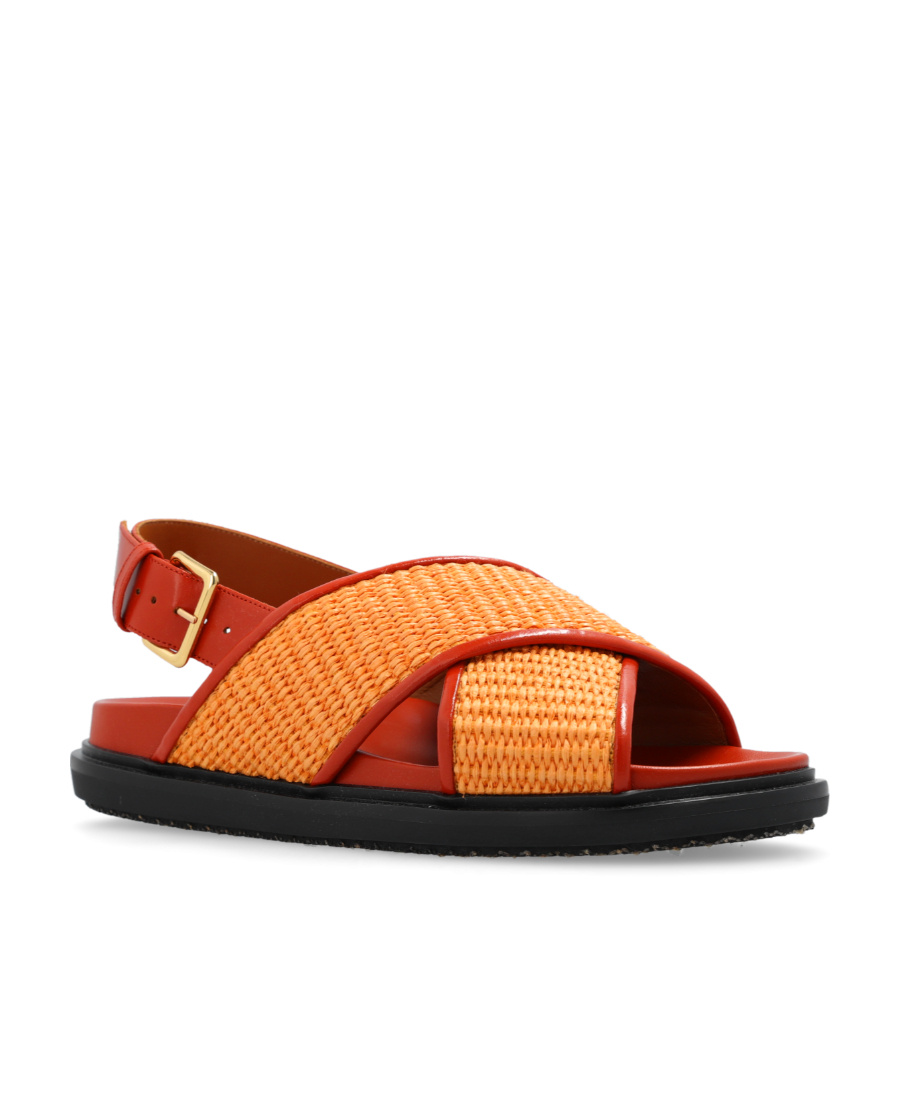 Marni Fussbett Raffia Crisscross Slingback Sandals In Red