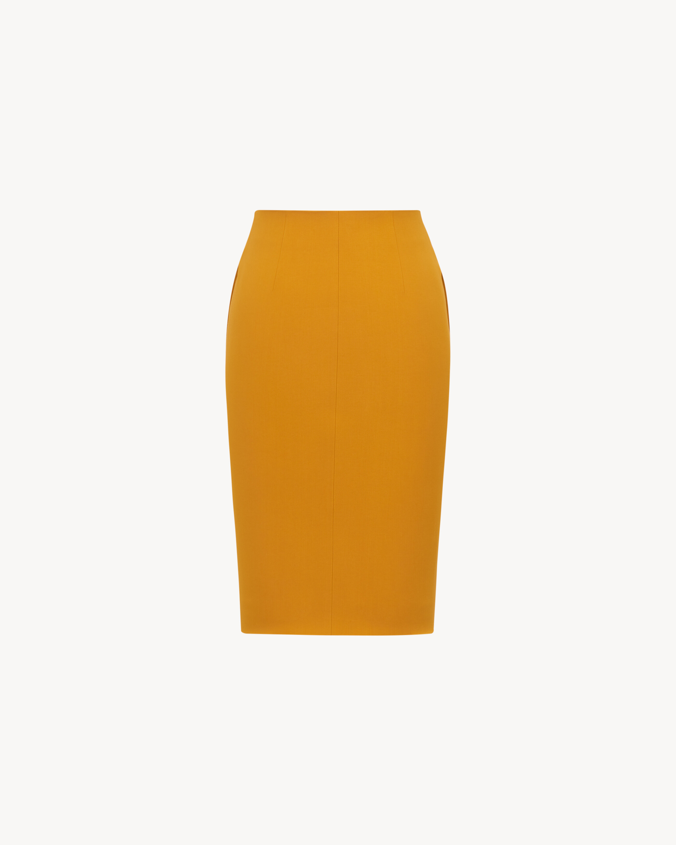 Saint Laurent Pencil Skirt In Satin In Orange