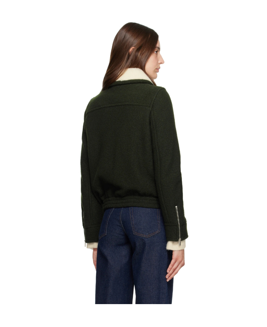 Apc Shearling Zip-up Jacket In Black