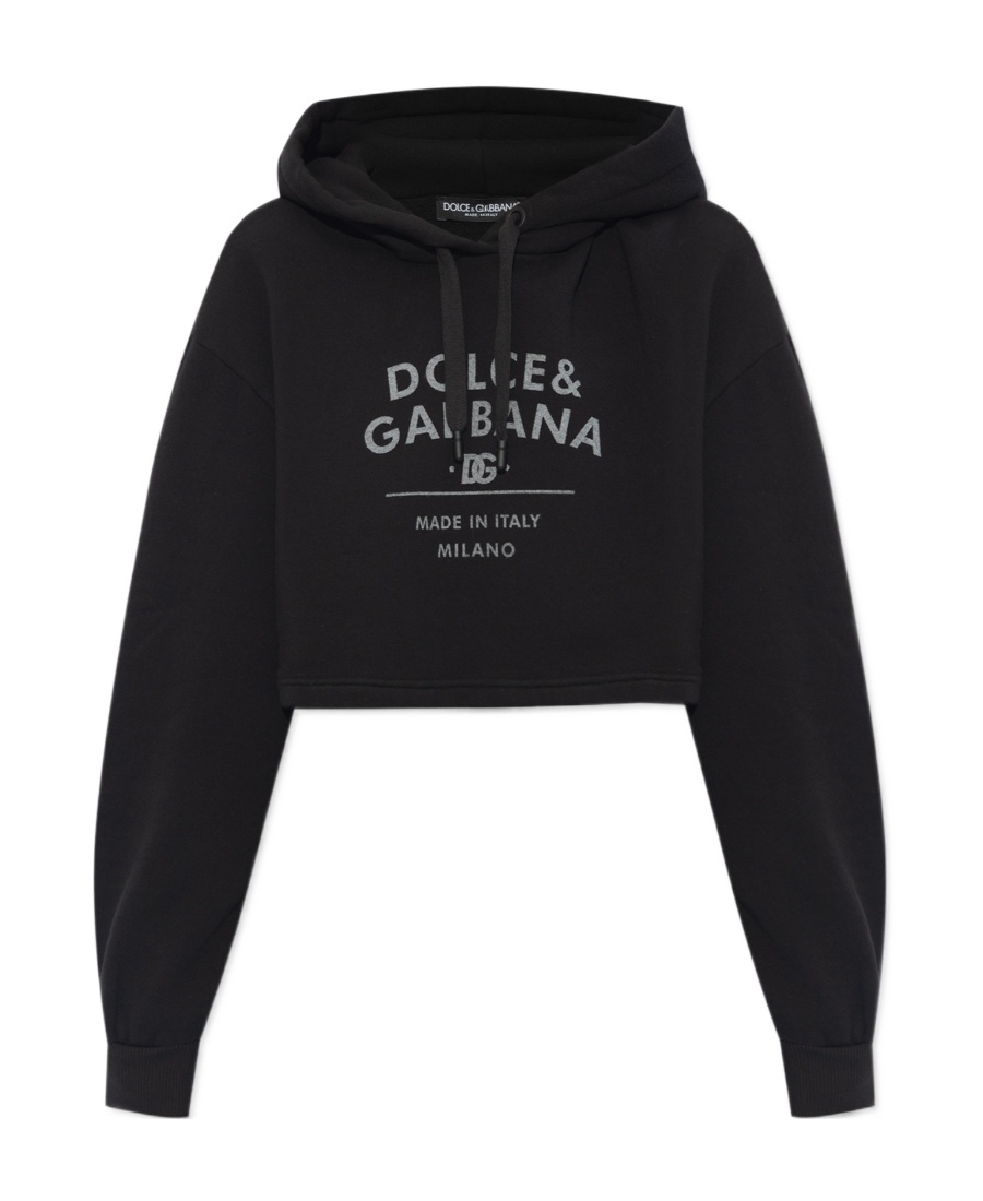 Dolce & Gabbana Logo-print Cotton-blend Hoodie In Black