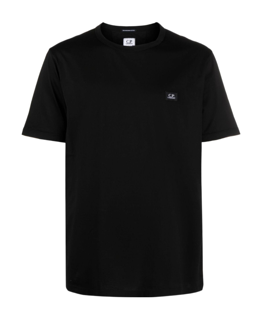 C.p. Company Blue T-shirt With Logo Printed On The Front In Black