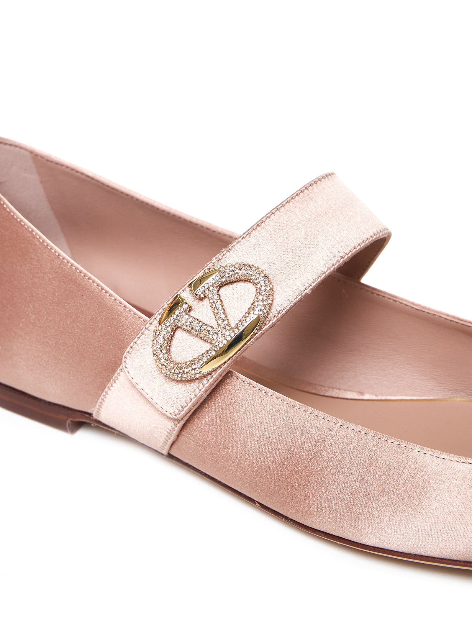 Valentino Garavani Valentino Vlogo Locker Mary-jane Square Toe Ballerina Shoes In Pink