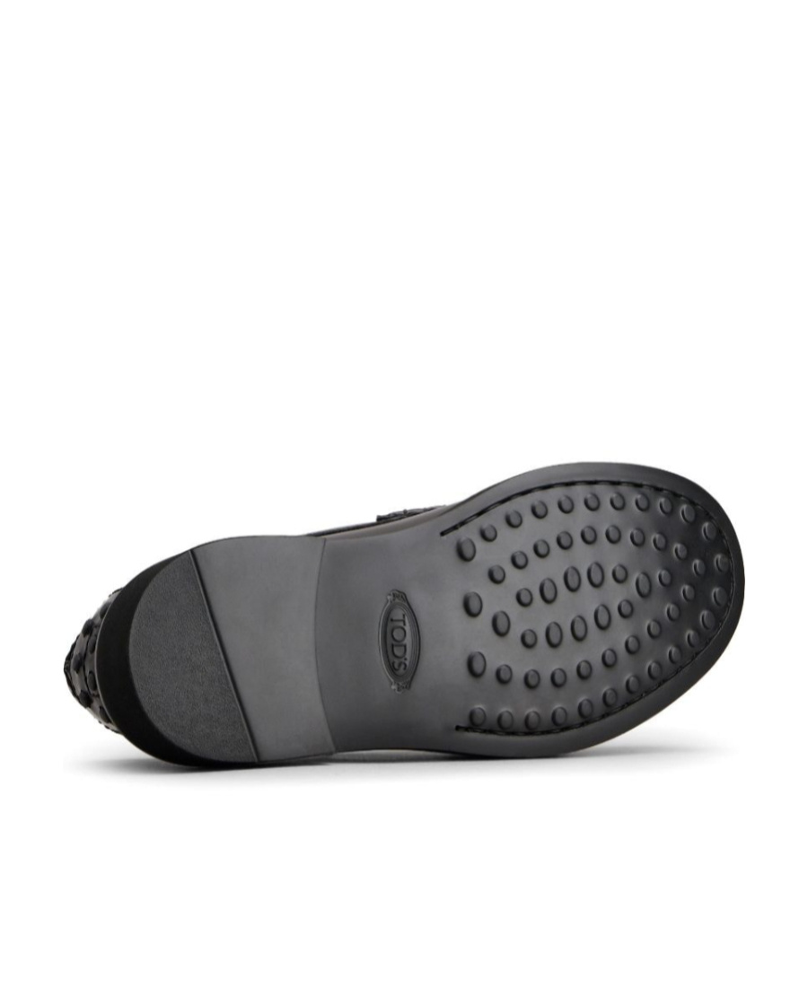 Tod's Block Heel Loafers Penny Strap In Black