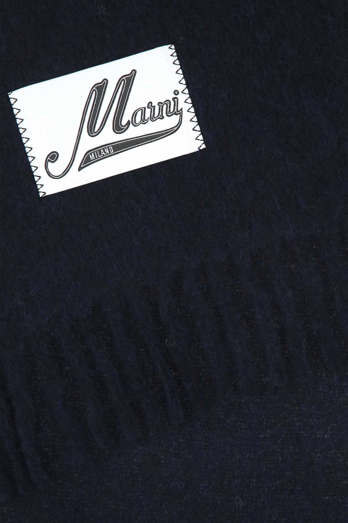Marni Midnight Blue Alpaca Blend Scarf In Black