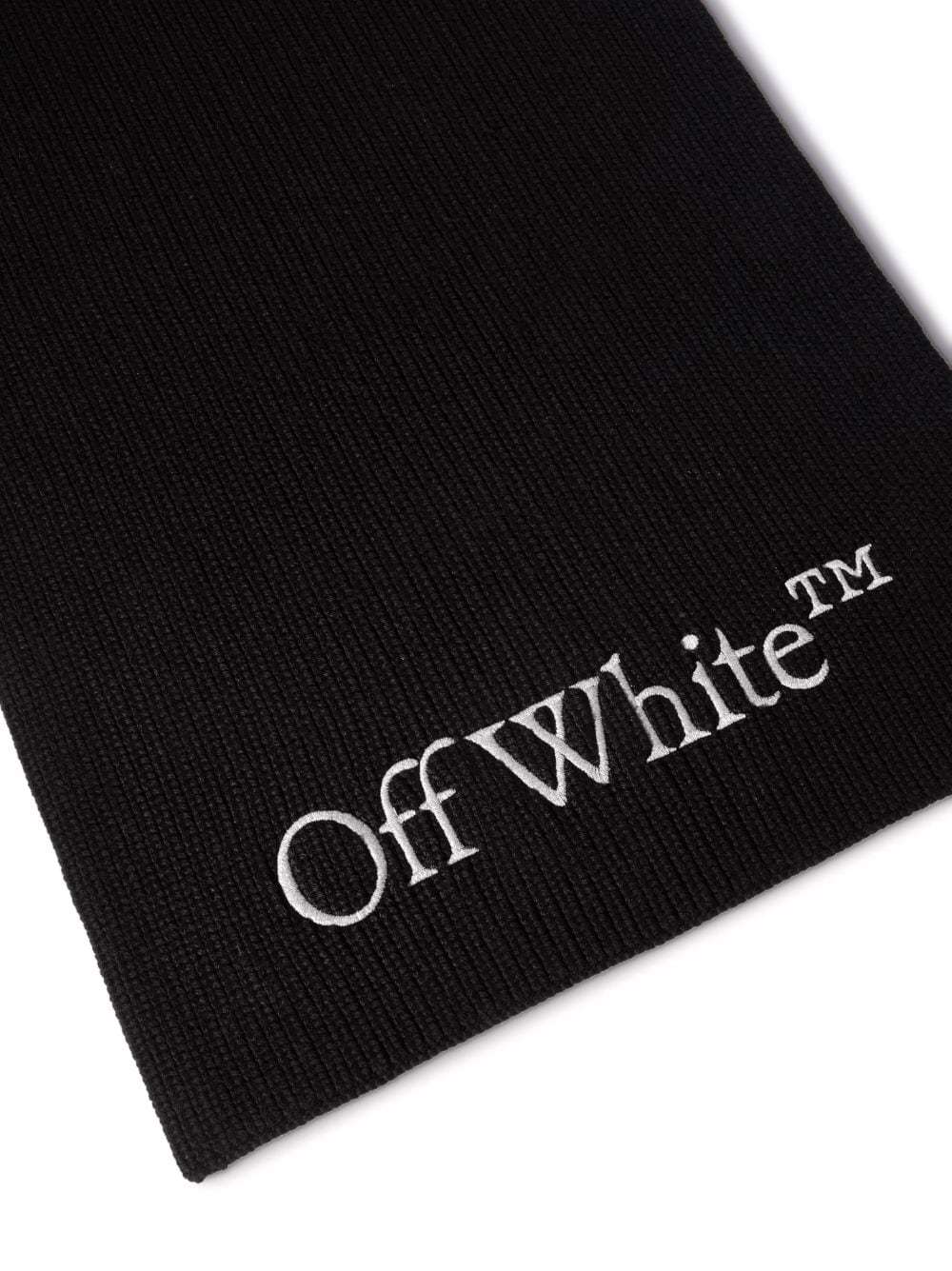 Off-white Bookish Logo-knit Wool Scarf Accessories In Black
