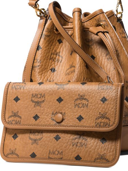 Mcm Hogan Dessau Monogram Printed Bucket Bag In Brown