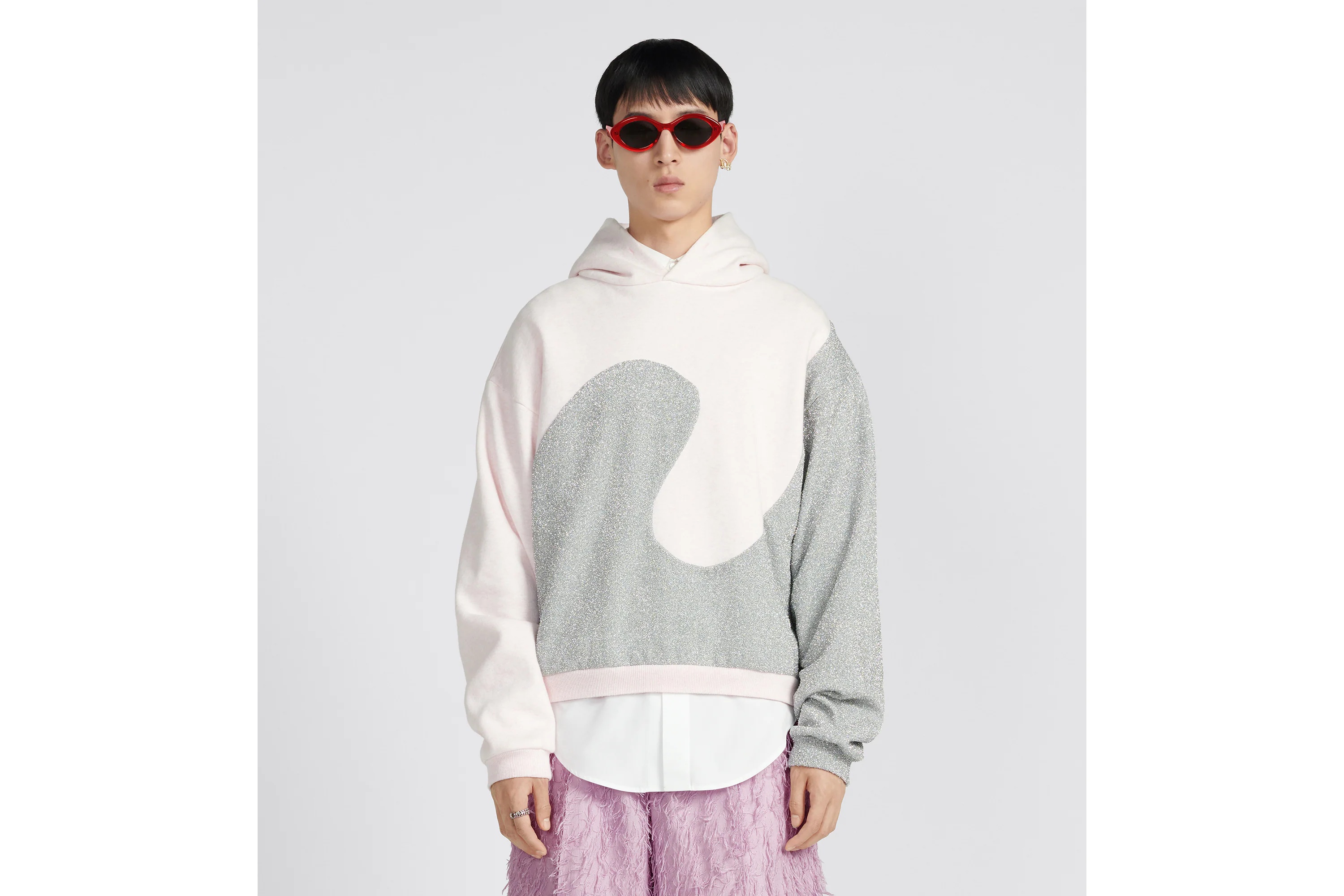 Dior Erl Hoodie With Contrasting Lurex Detail In Gray