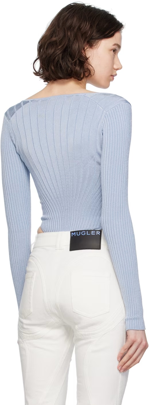 Mugler M-plaque Knitted Bodysuit In White