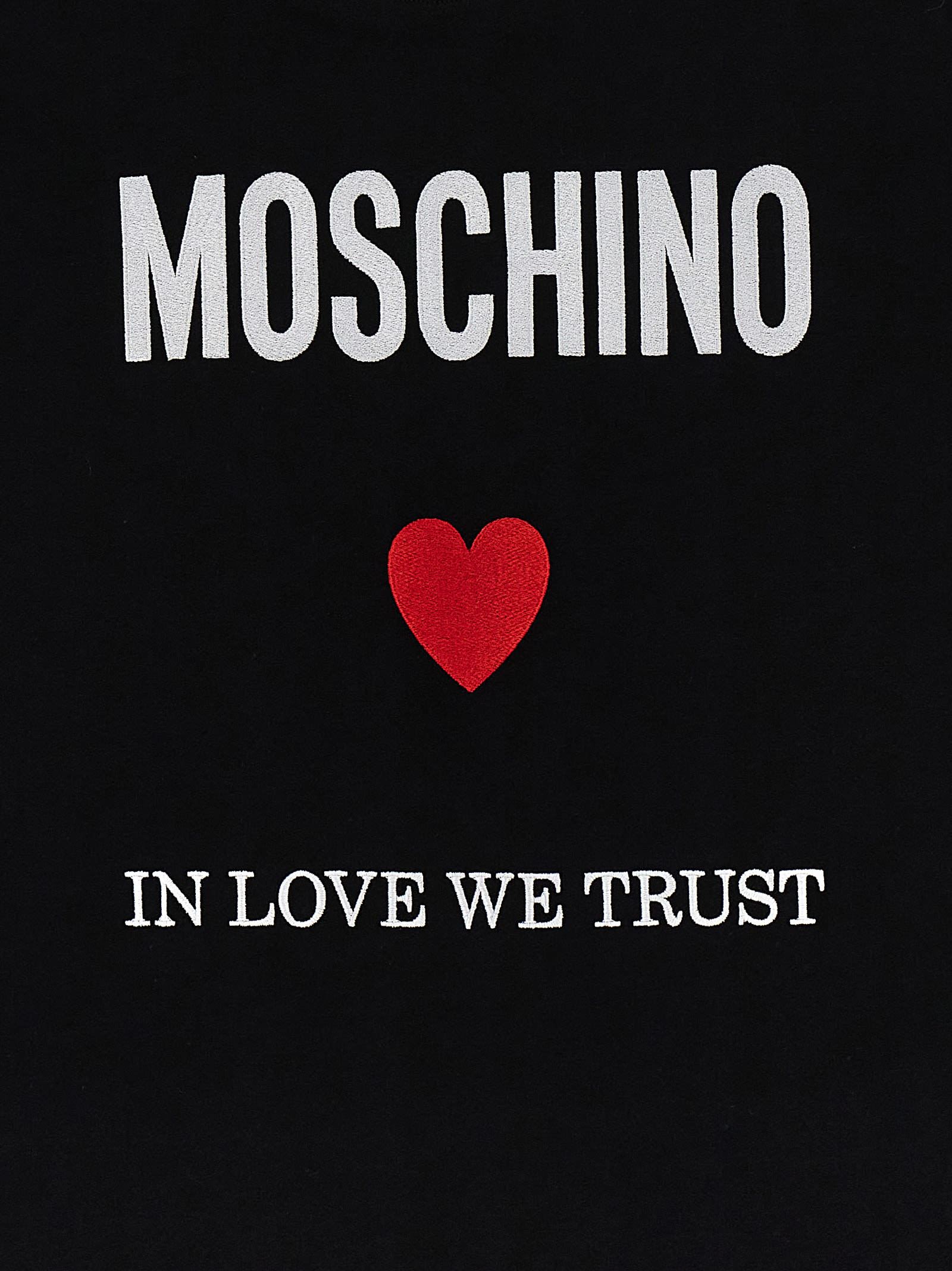 Moschino Black Regular Fit T-shirt With Logo And Heart Graphic In Black