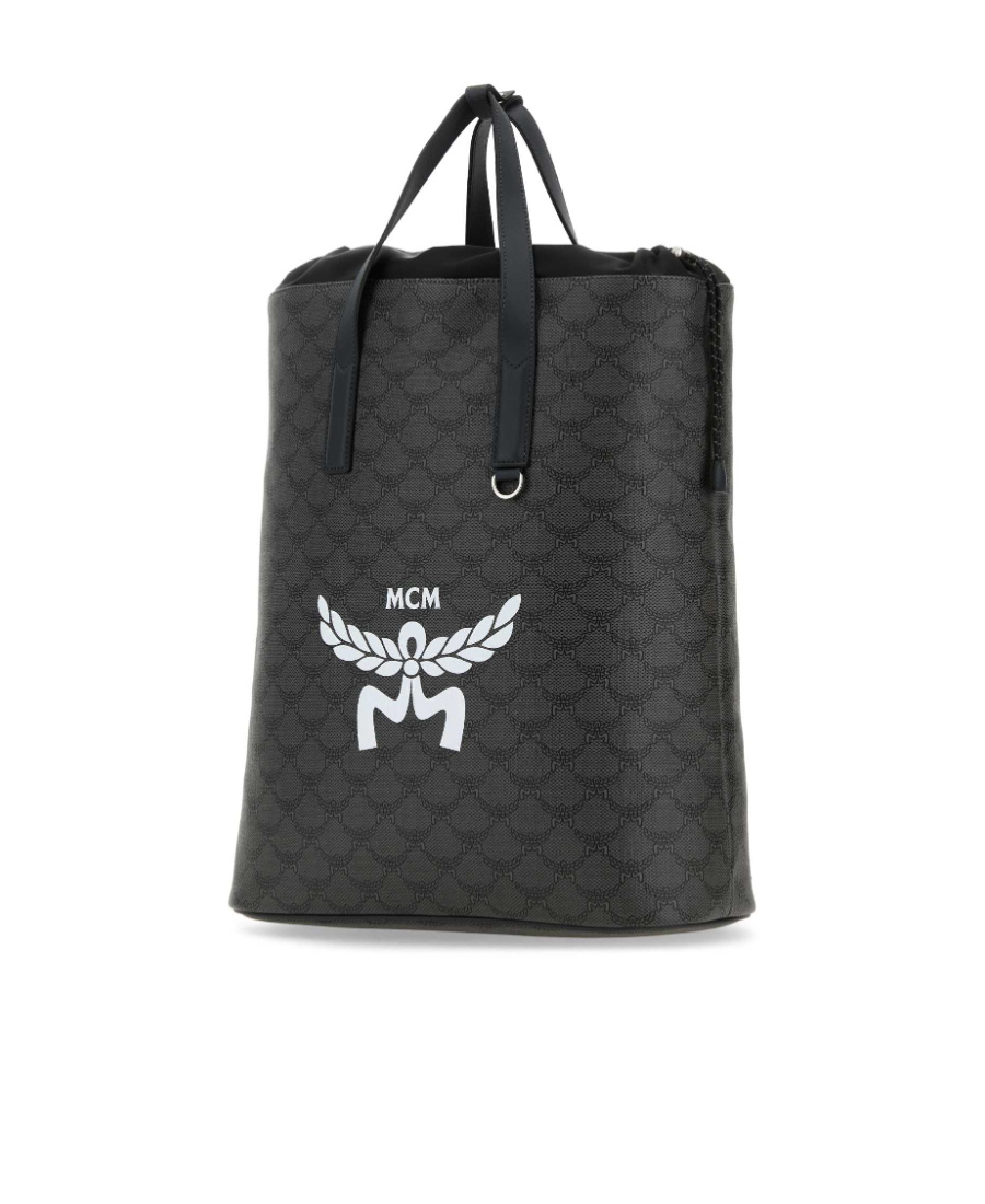 Mcm Medium Himmel Lauretos Logo Printed Backpack In Black