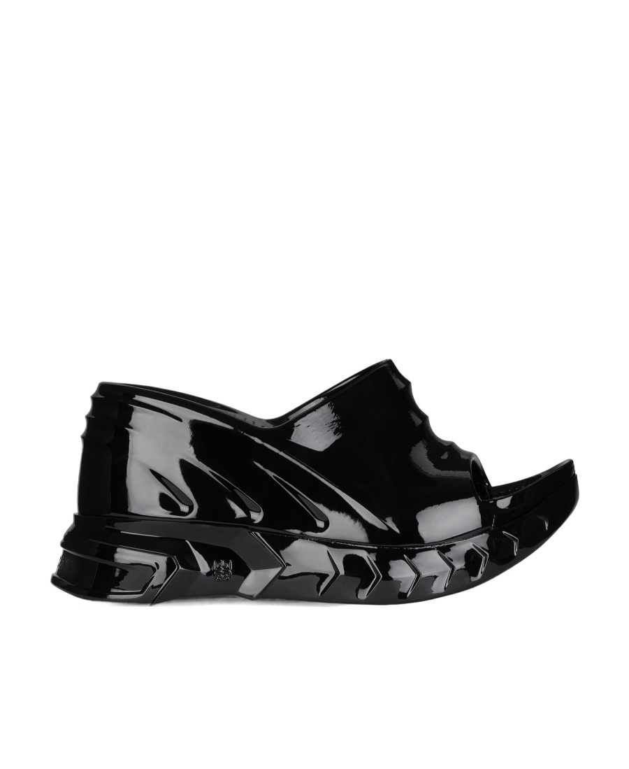 Shop Givenchy Smooth Rubber Wedges Sandals In Black