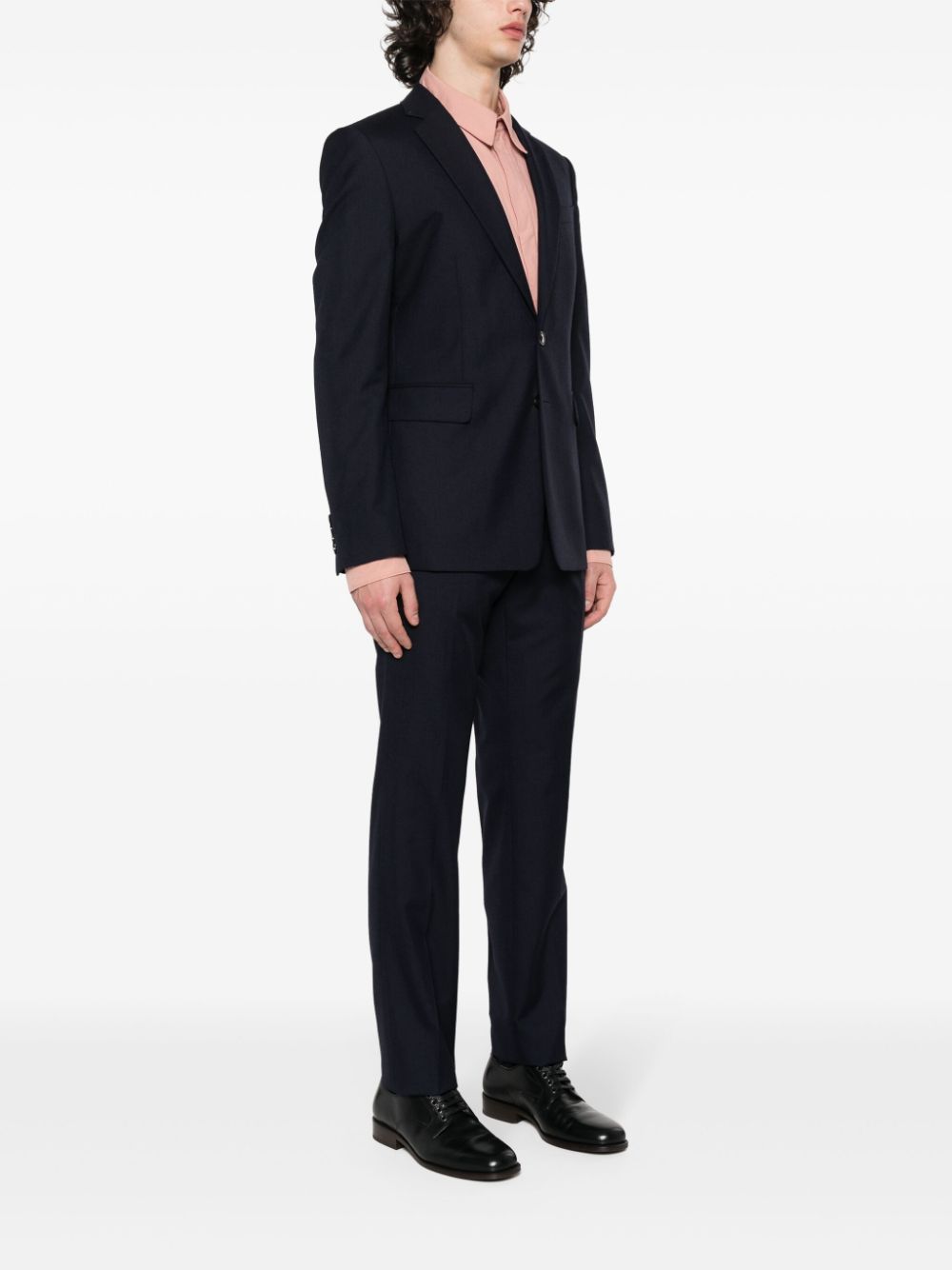 Dries Van Noten Long-sleeved Coat Belt Ring Trousers Suit In Black