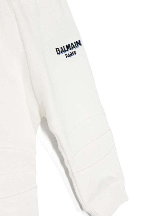 Balmain Logo-print Cotton Track Pants In White