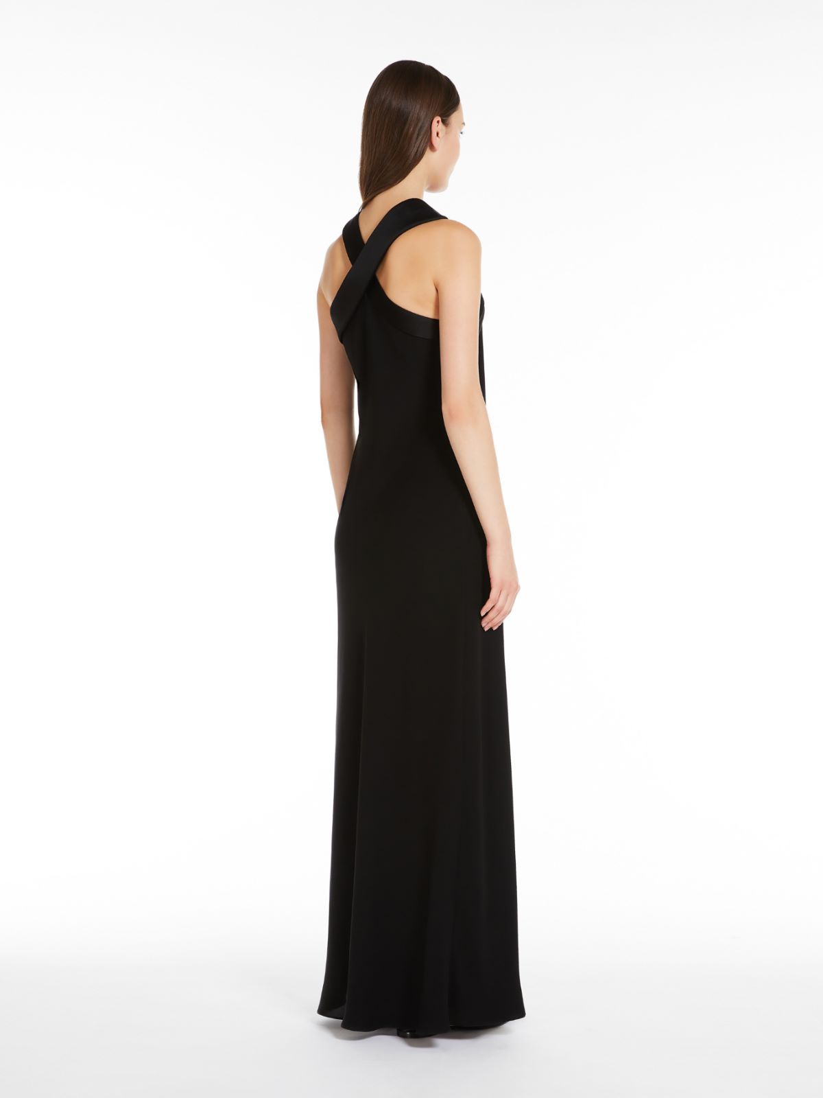 Max Mara Maxi Dress With Satin Neckline 'anta In Black