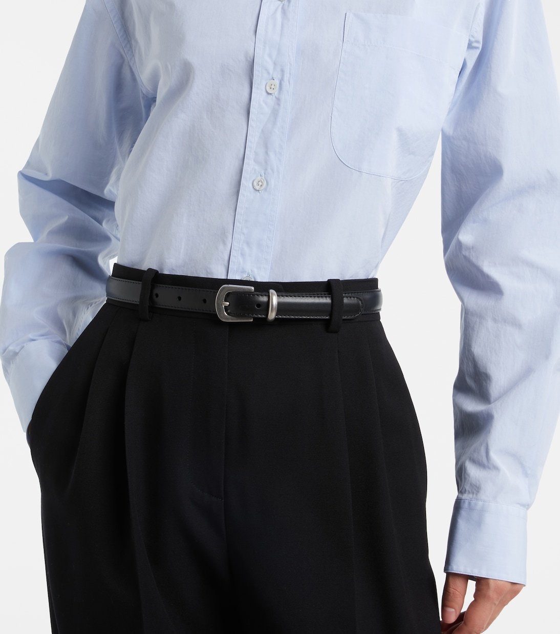 The Row Ring Leather Belt In Black