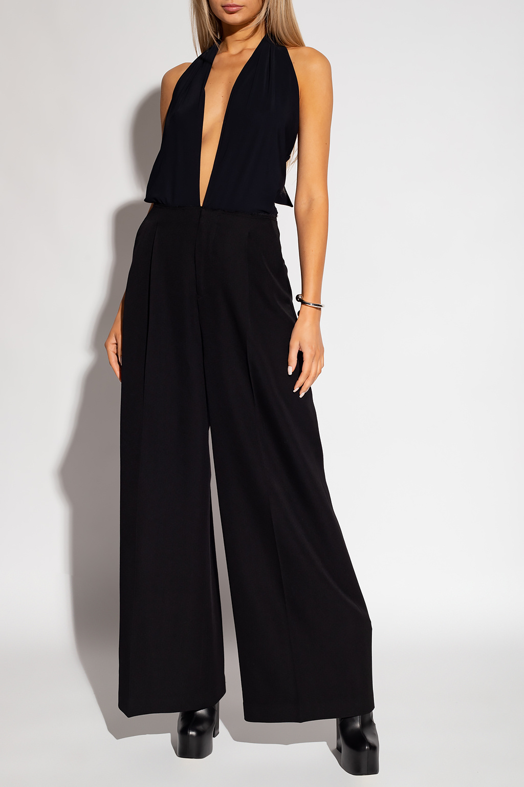 Shop Mm6 Maison Margiela Cut-detail Tailored Jumpsuit In Black