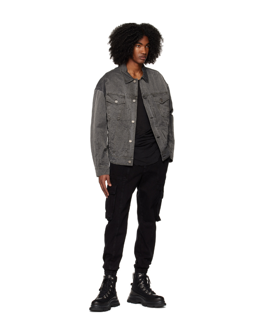 Juunj Dark-wash Denim Jacket In Black
