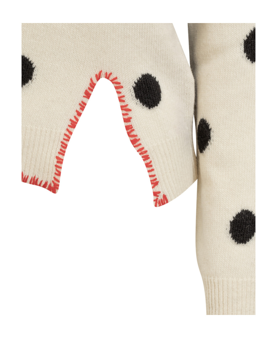 Marni Polka-dot Jacquard-knit Wool Sweater In Nude