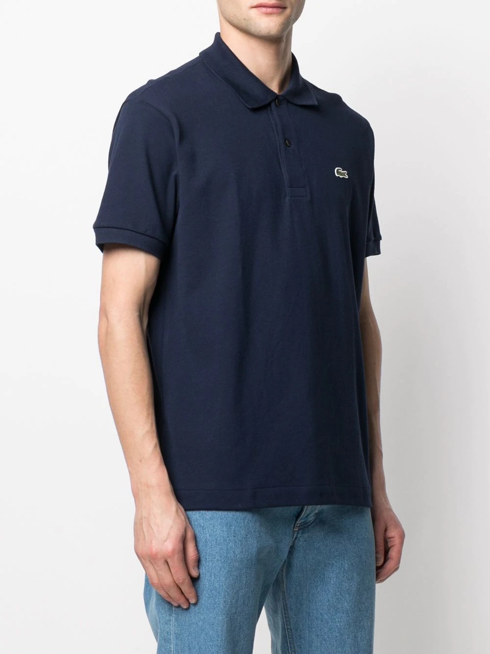 Lacoste Logo Patch Short-sleeved Polo Shirt In Black
