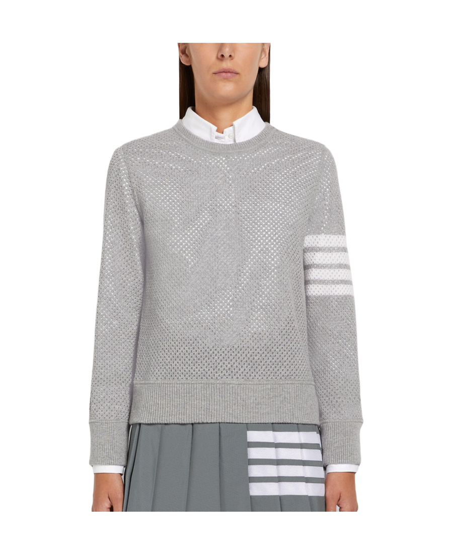 Thom Browne 4-bar Long-sleeve Cotton Jersey Ruby T-shirt In Gray