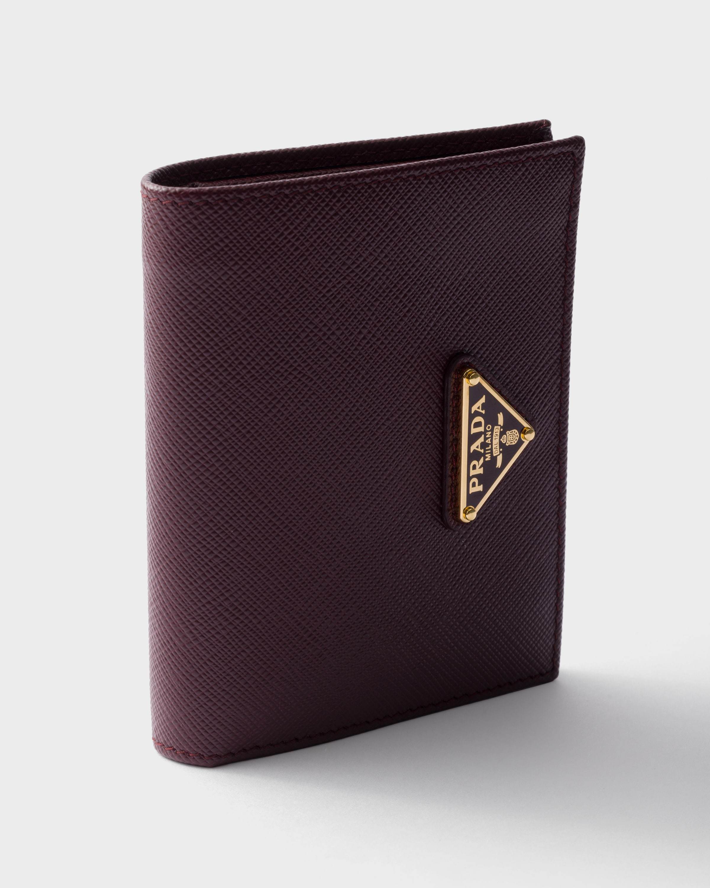 Prada Small Saffiano Leather Wallet In Burgundy