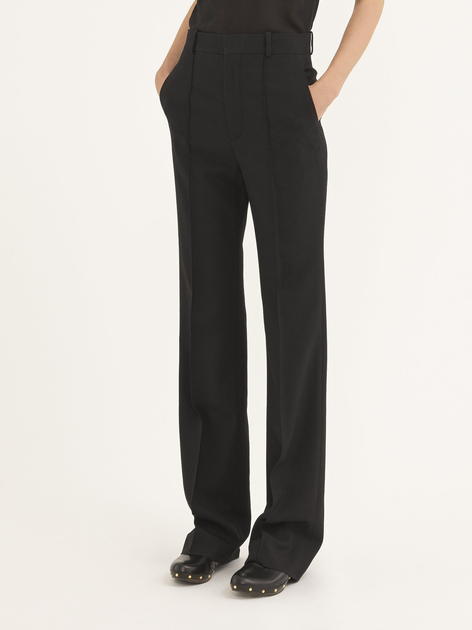 Chloé Wool Gabardine High-waist Pants In Black