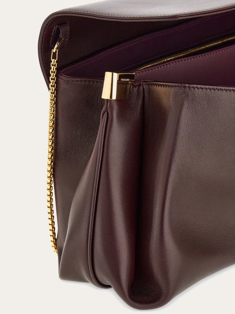 Shop Ferragamo Front Flip Large Shoulder Bag In Red