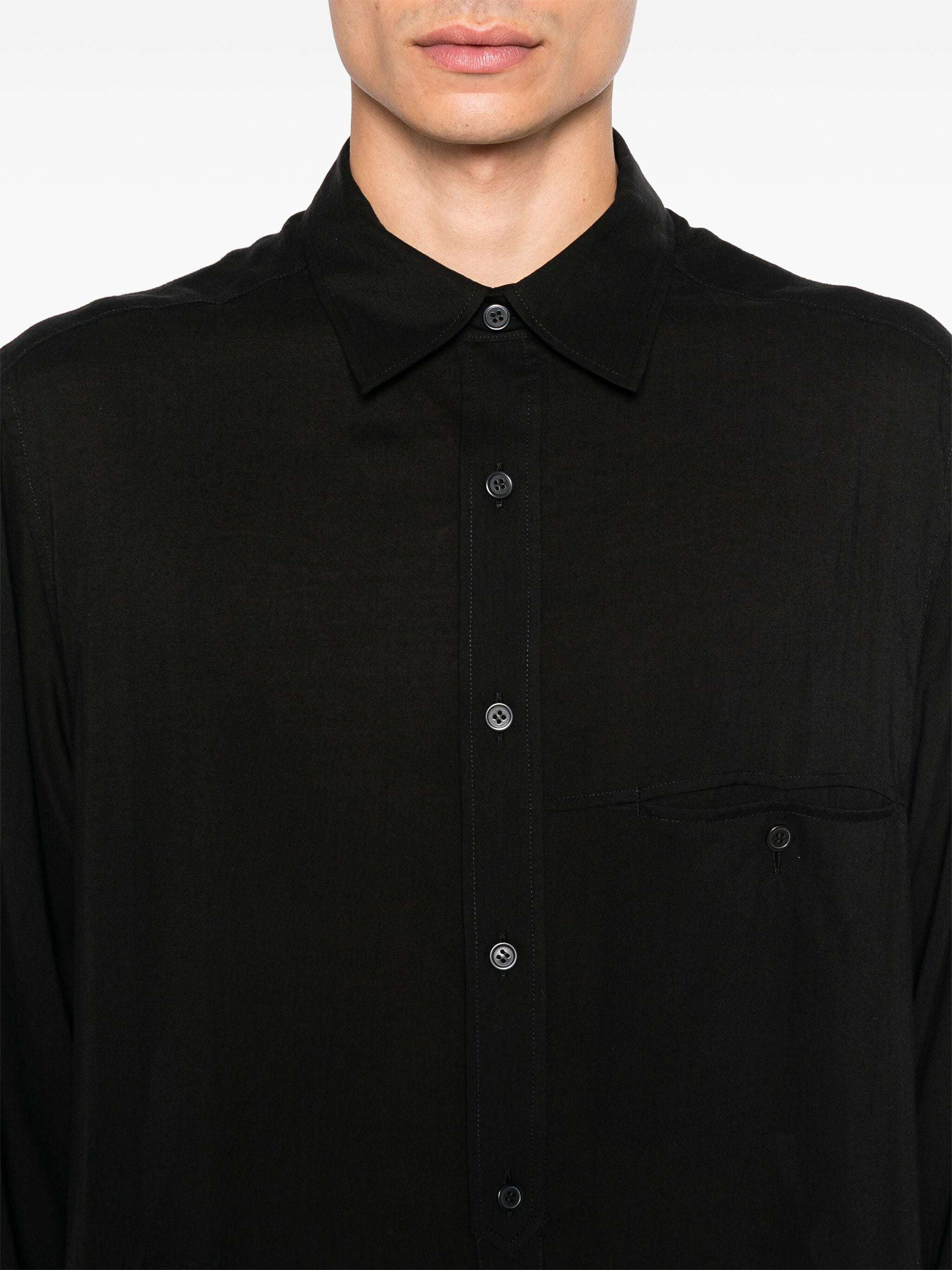 Yohji Yamamoto Layered-collar Shirt In Black