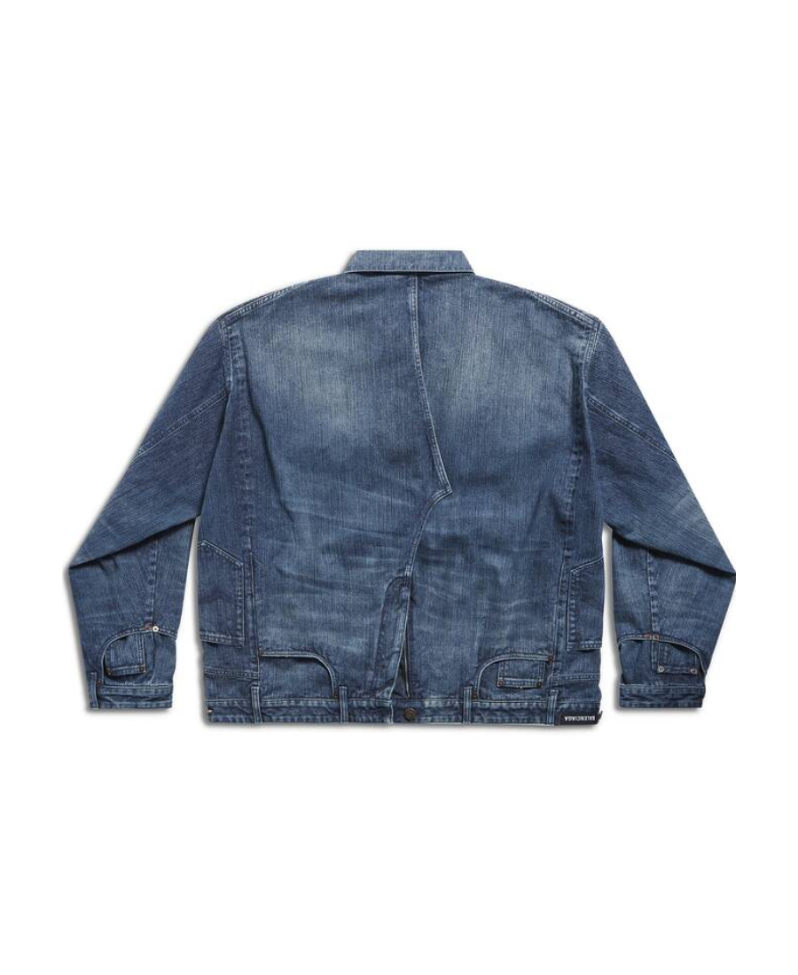 Balenciaga Jeansjacke Im Deconstructed-look In Blue