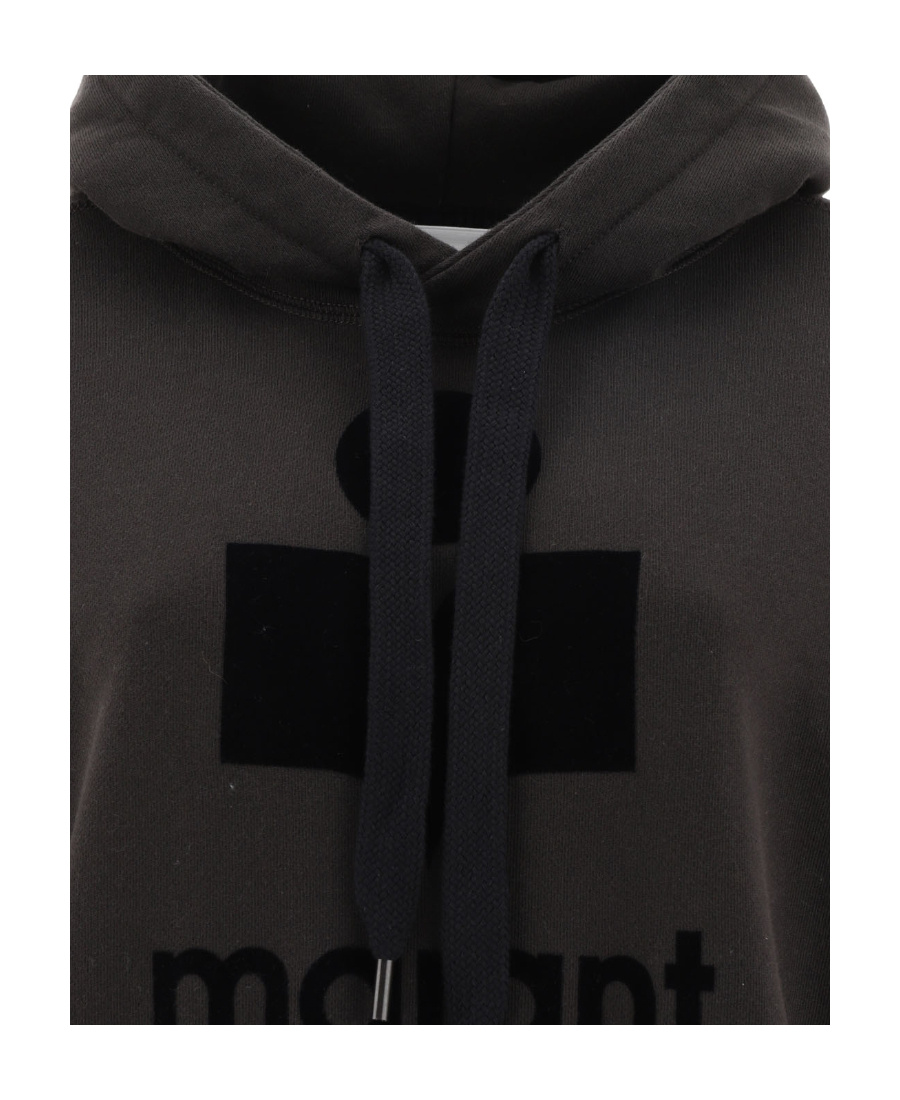 Isabel Marant Étoile Black Hoodie With Tonal Logo Print In Black