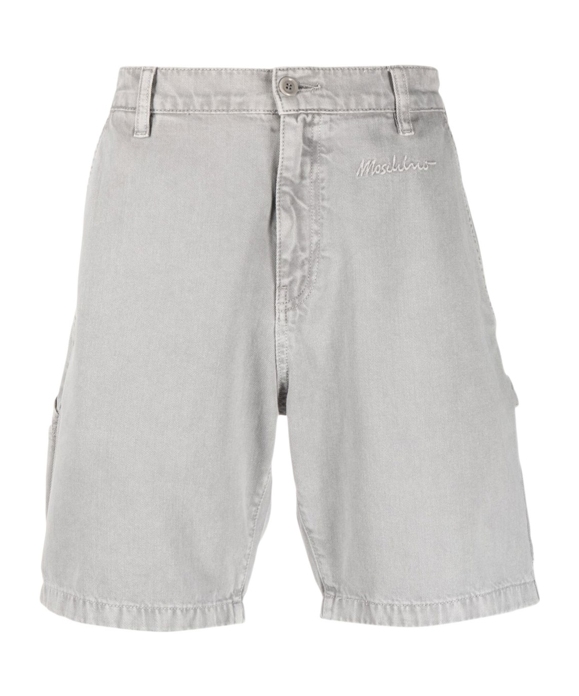 Moschino Knee-length Straight Leg Shorts With Belt Loops And Pockets In Gray