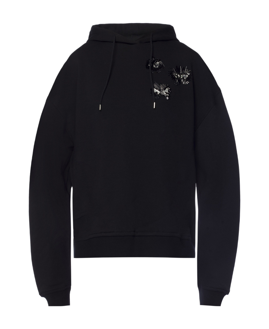 Mcq By Alexander Mcqueen Logo Hooded Sweater In Blue