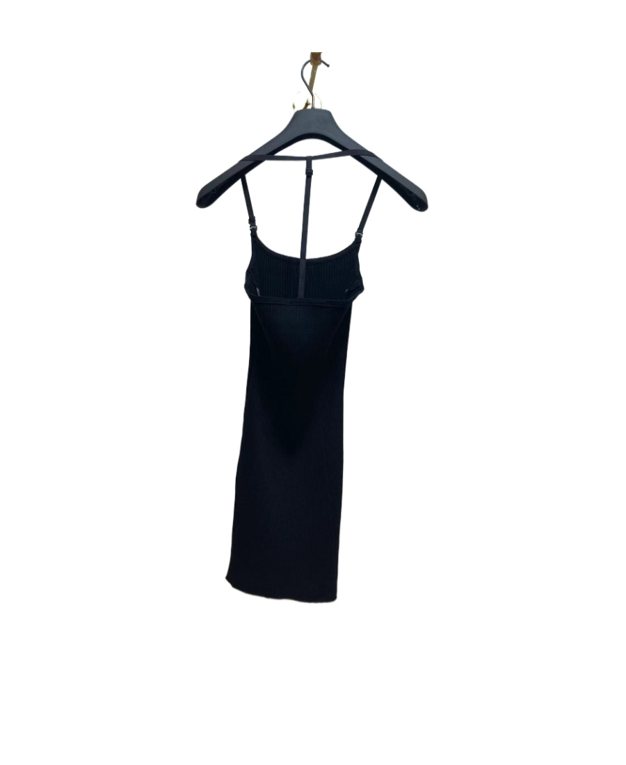 Courrèges Logo Thin Shoulder Strap Dress In Black
