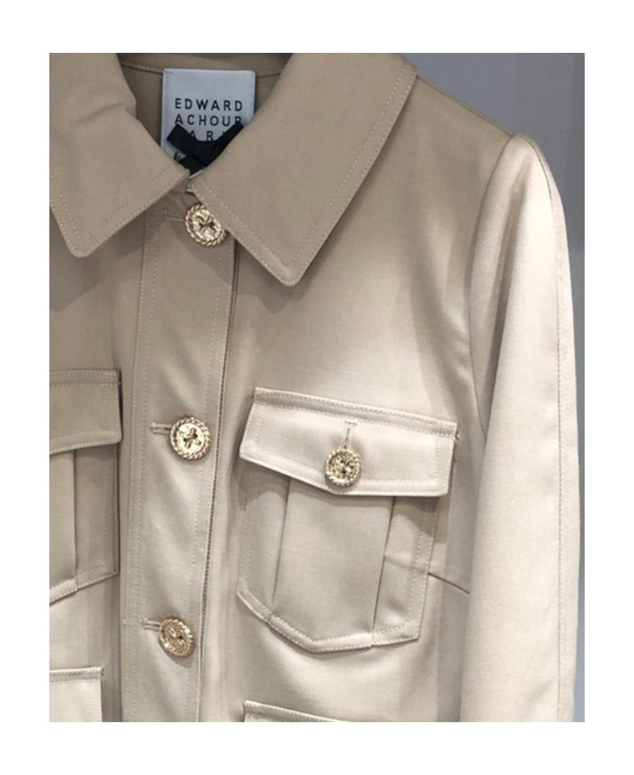 Edward Achour Paris Button Casual Jacket In Nude