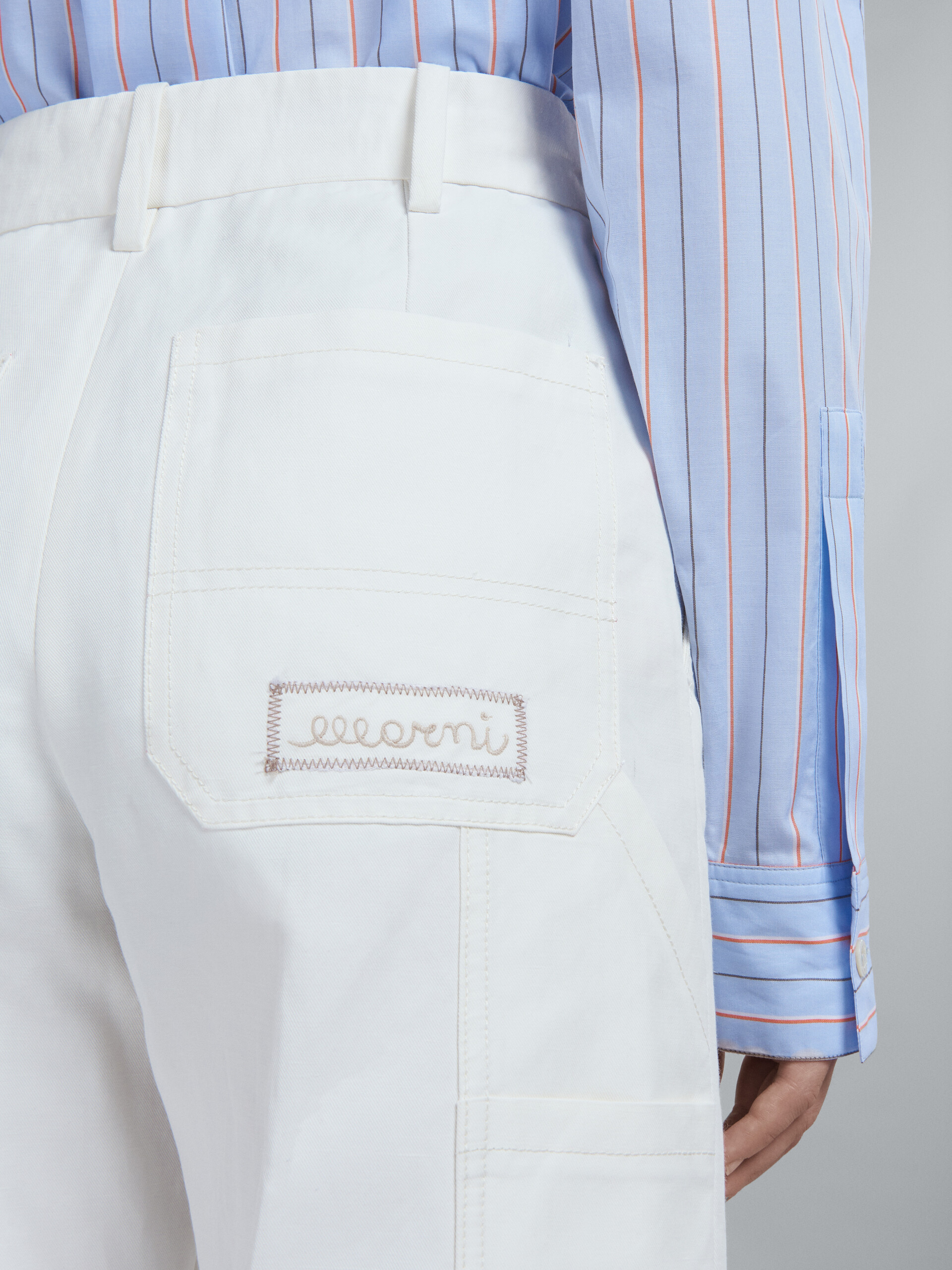 Marni Embroidered-logo Straight-leg Trousers In White