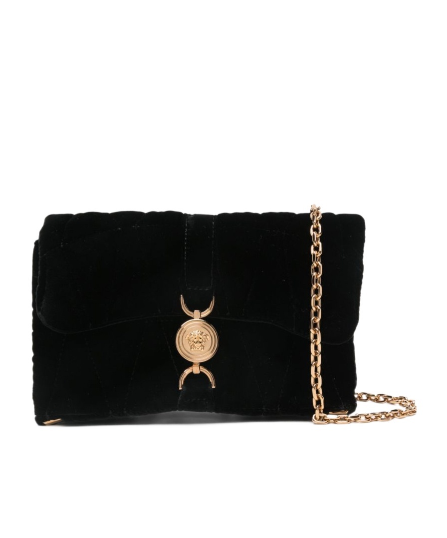 Versace Structured Black Bag With Subtle Hardware Accents In Black