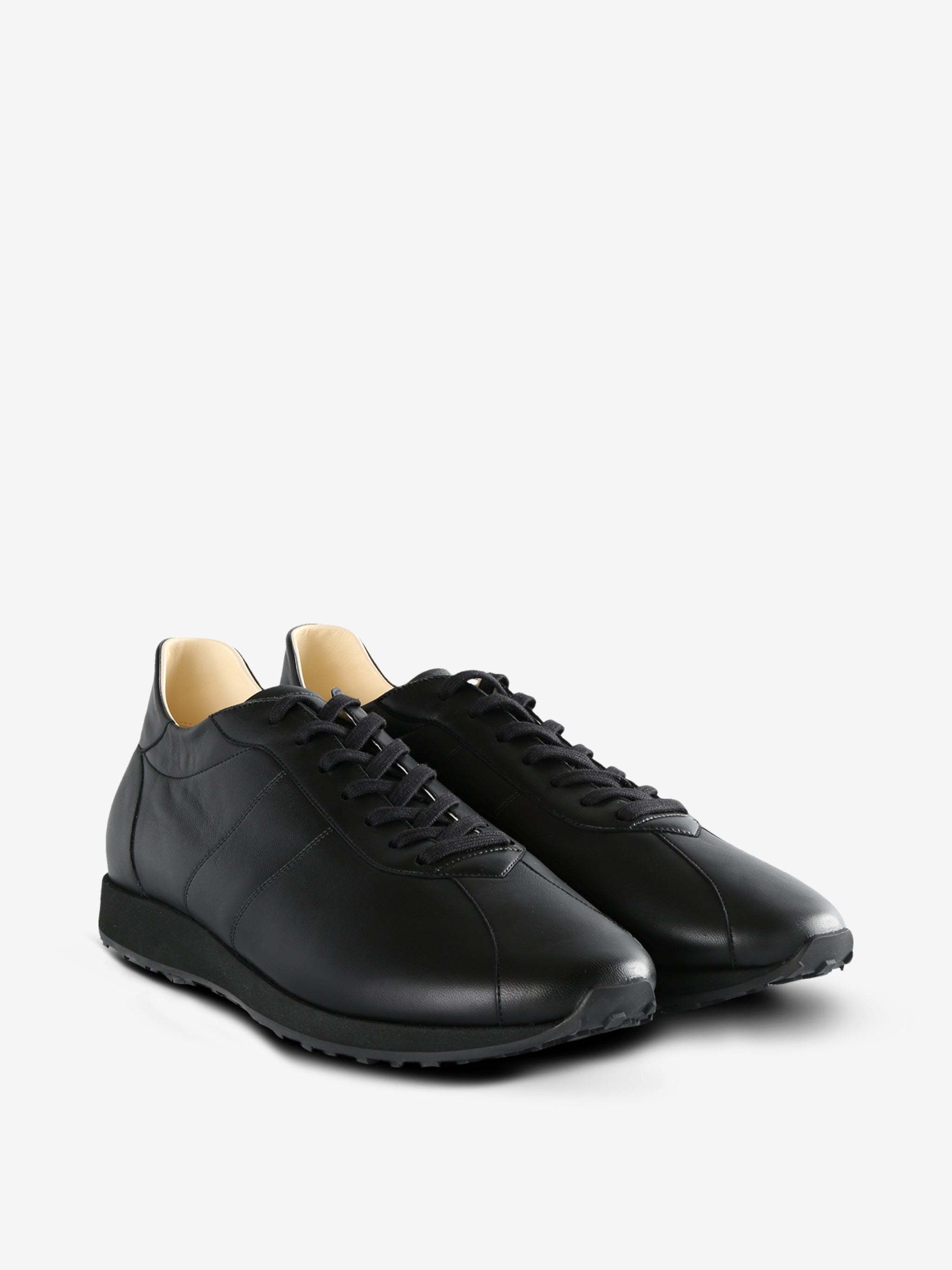 The Row Leather Lace-up Sneakers In Black