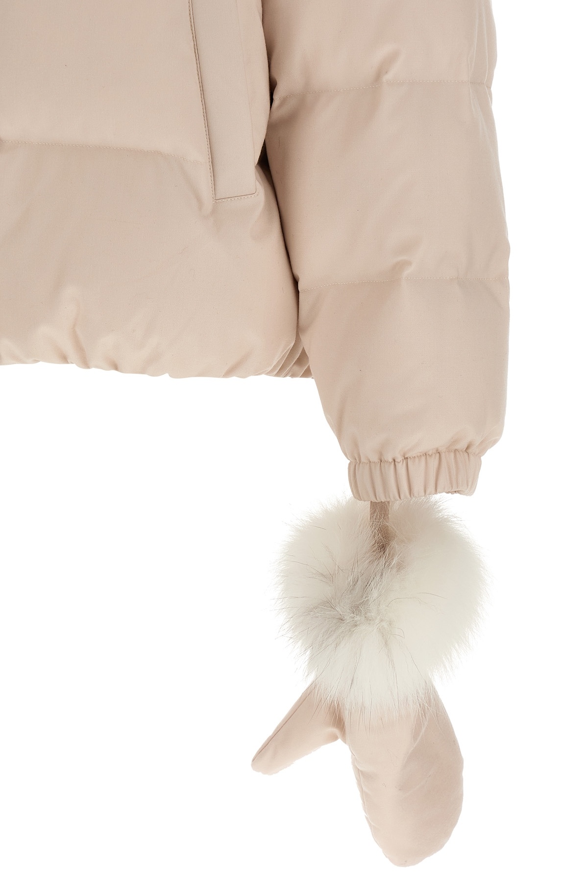 Yves Salomon Down Jacket With Mittens Puffer Jackets White In Brown