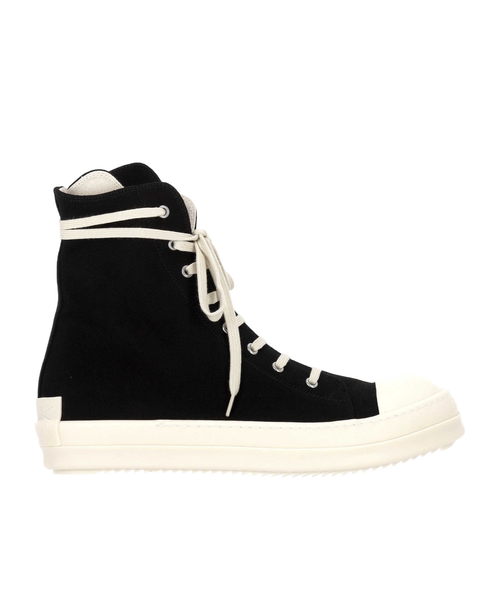 Rick Owens Drkshdw High-top Round Toe Rubber Sole Sneakers In Black