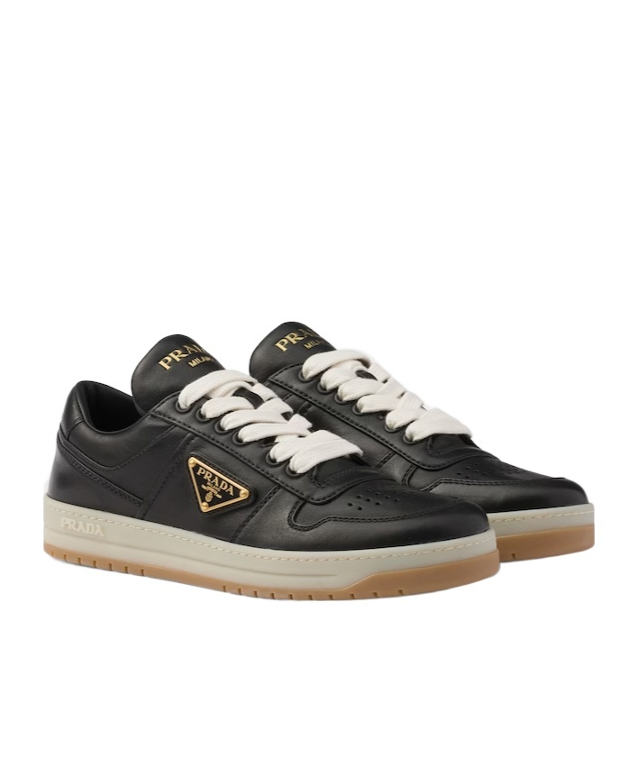 Prada Downtown Nappa Leather Sneakers In Black