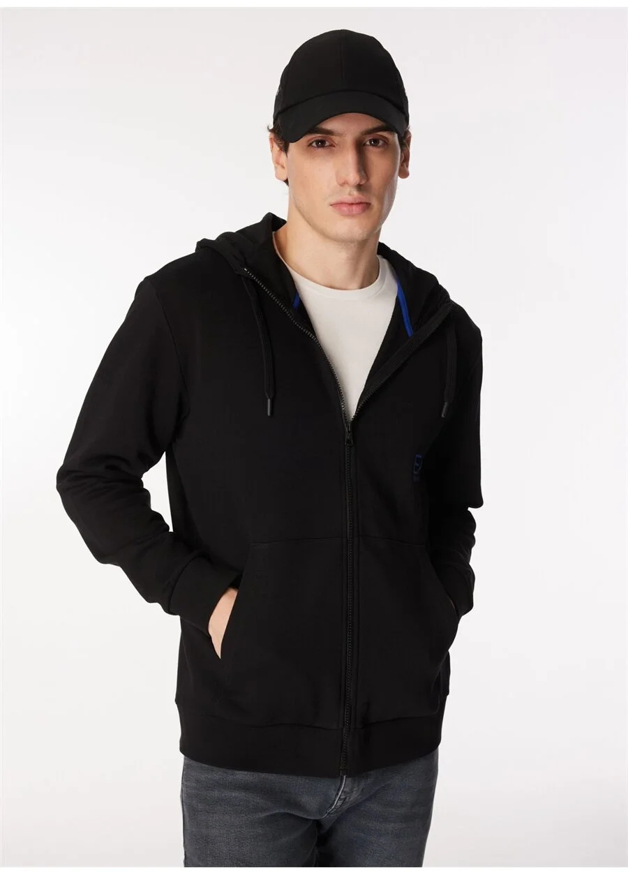 Ea7 Logo Zipper Sweatshirt In Black