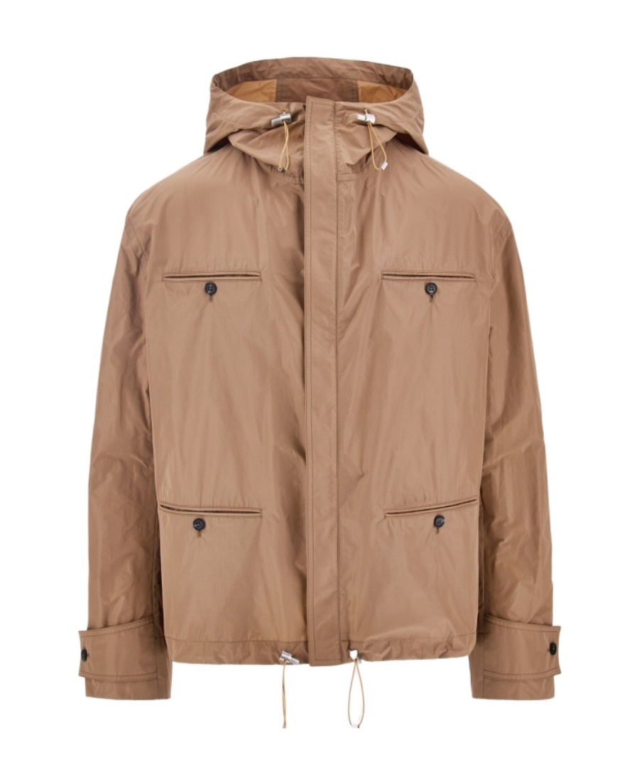 Ferragamo Hooded Casual Jacket In Brown