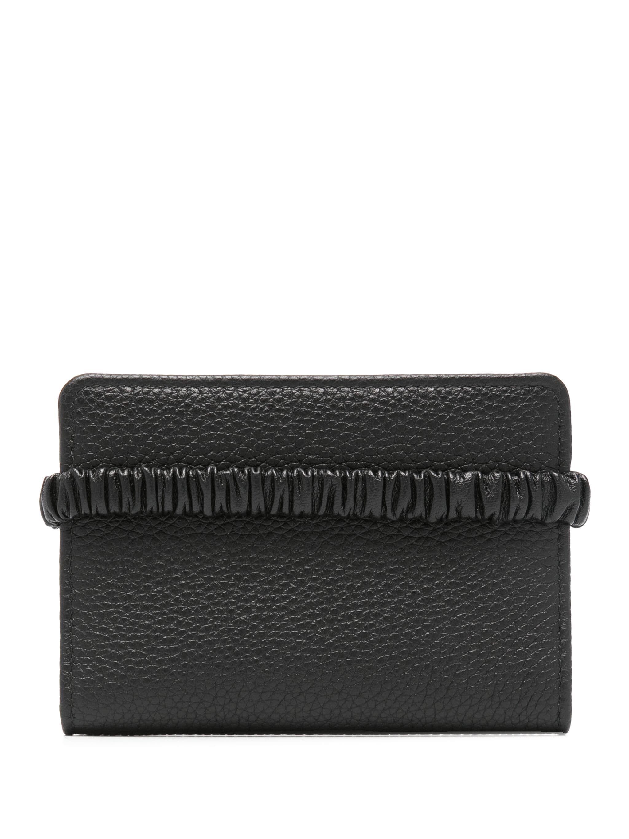 Miu Miu Small Tri-fold Leather Wallet In Black