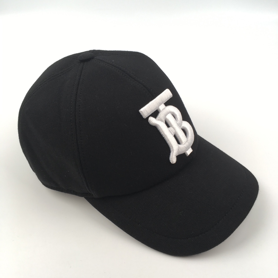Burberry Monogram Embroidered Baseball Cap In Black