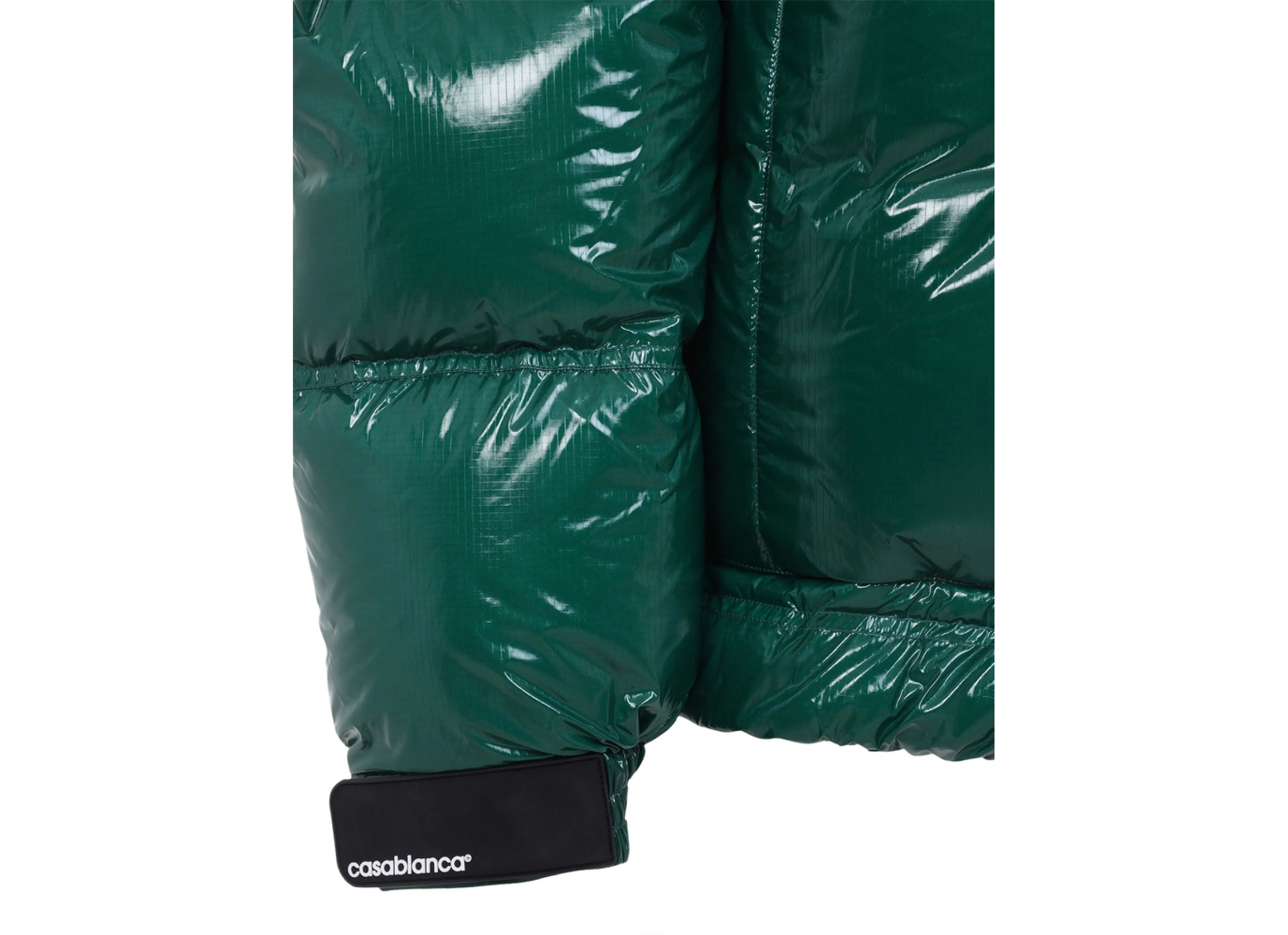 Casablanca Quilted Down-feather Jacket With Glossy Finish In Green