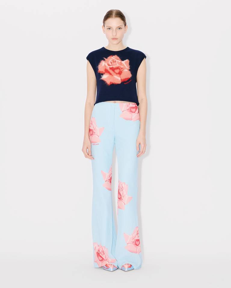 Shop Kenzo ' Rose' Pleated Pants In Blue