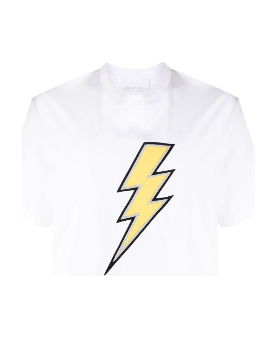 Neil Barrett Thunderbolt-embroidered Cotton T-shirt In White