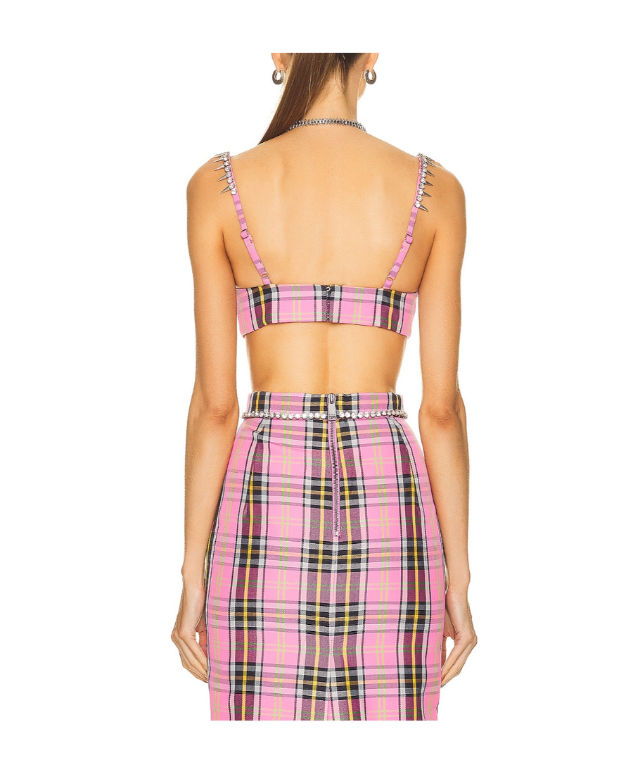 Area Logo Checkered Vest In Pink